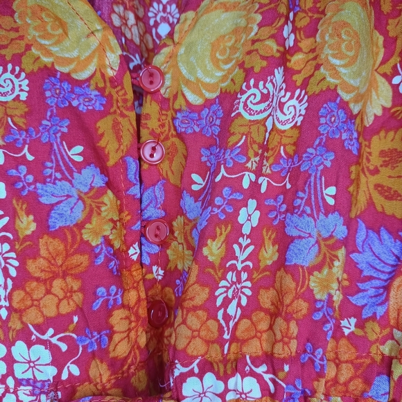 Vibrant Floral Maxi Dress in Orange and Purple - Picture 3 of 13